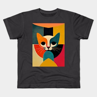 Geometric Cat Portrait Kids T-Shirt